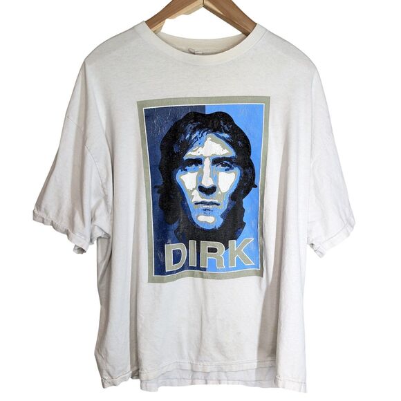 Dirk Nowitzki Face Number XXL T Shirt Fair Semi Thrashed White Dallas Mavericks - Picture 1 of 14